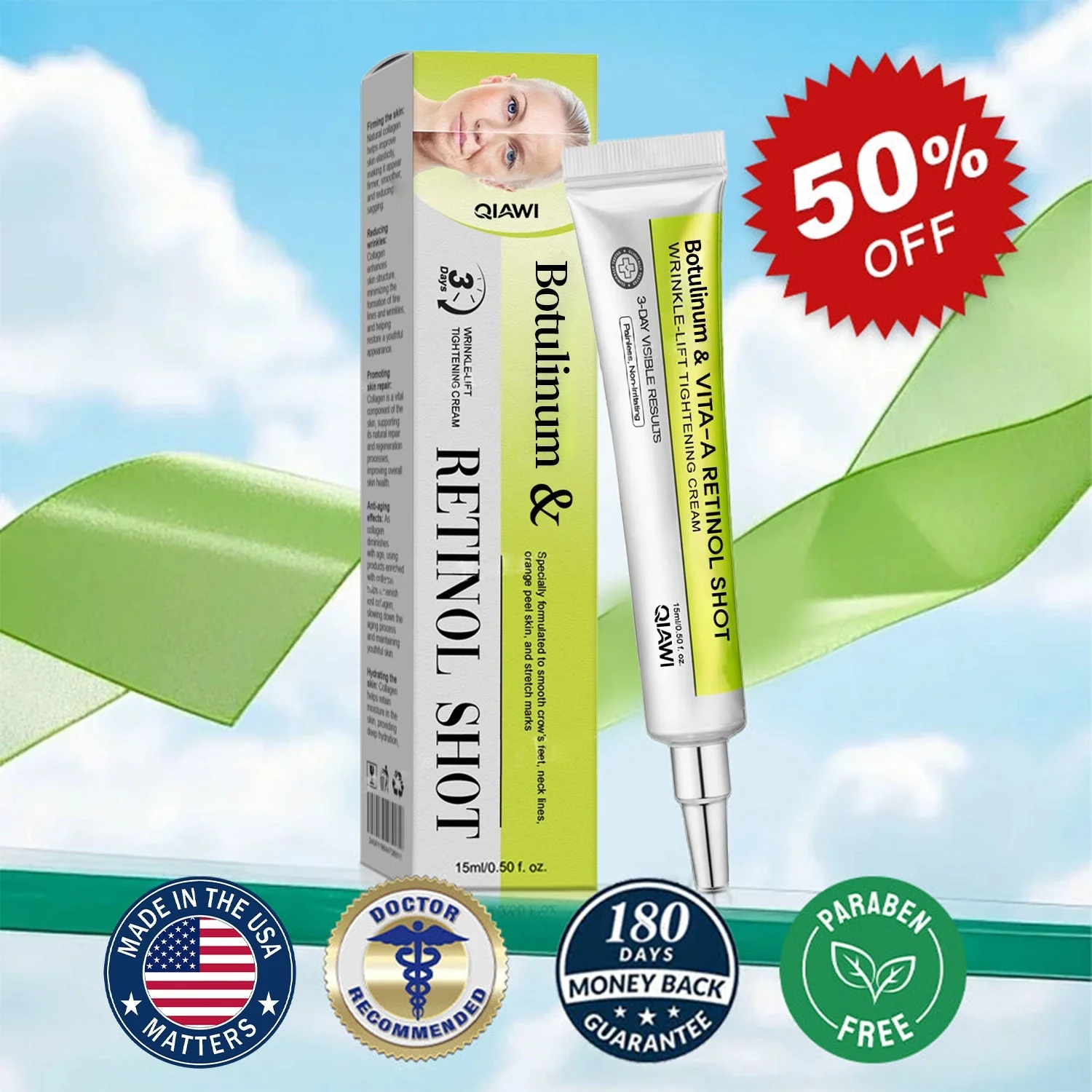 🔥Final 3 Hours: 70%OFF🔥 QIAWI™ Botulinum & Vita-A Retinol Shot Wrinkle-Lift Tightening cream✨